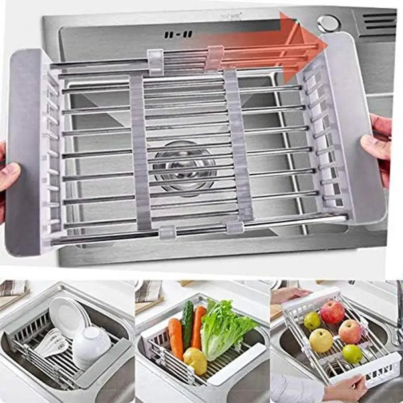 Expandable Sink Rack – Perfect for Fruits, Veggies & Dish Draining