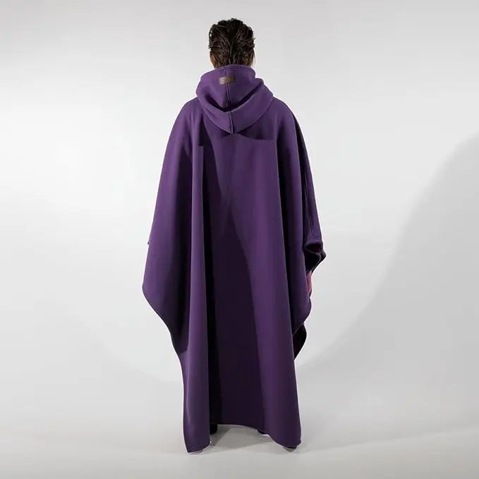 Oversized weighted hooded cape with super soft faux fur lining