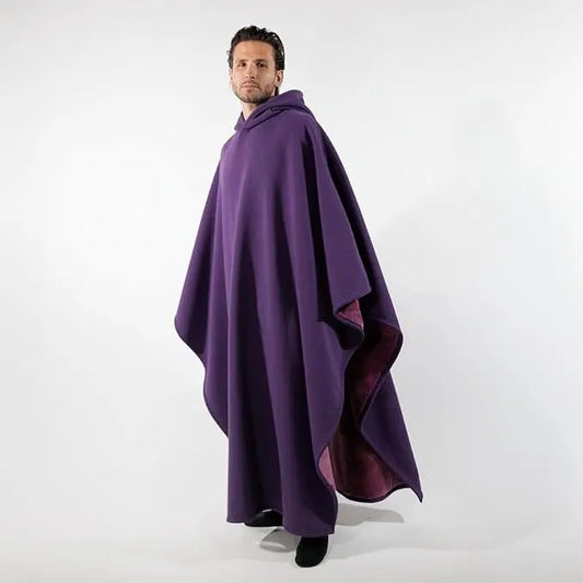 Oversized weighted hooded cape with super soft faux fur lining