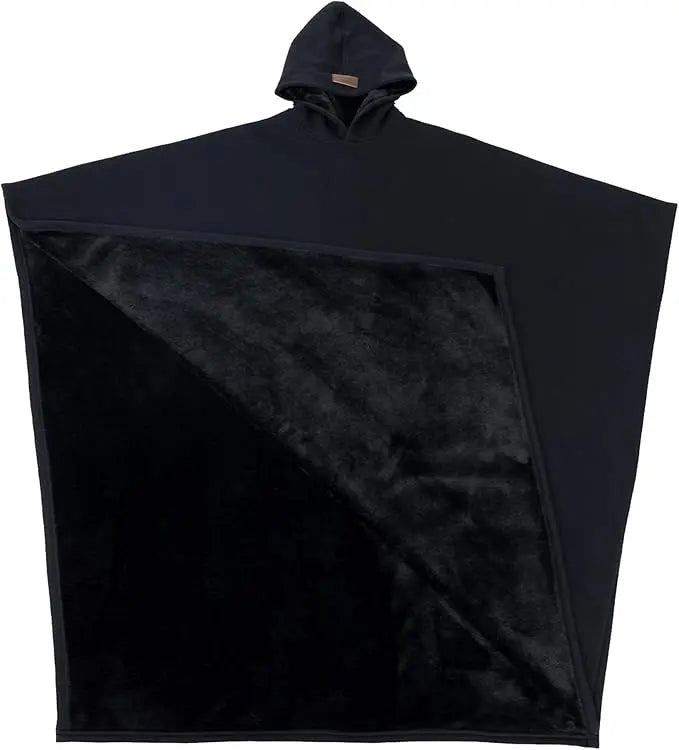 Oversized weighted hooded cape with super soft faux fur lining