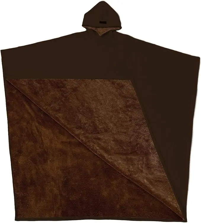Oversized weighted hooded cape with super soft faux fur lining