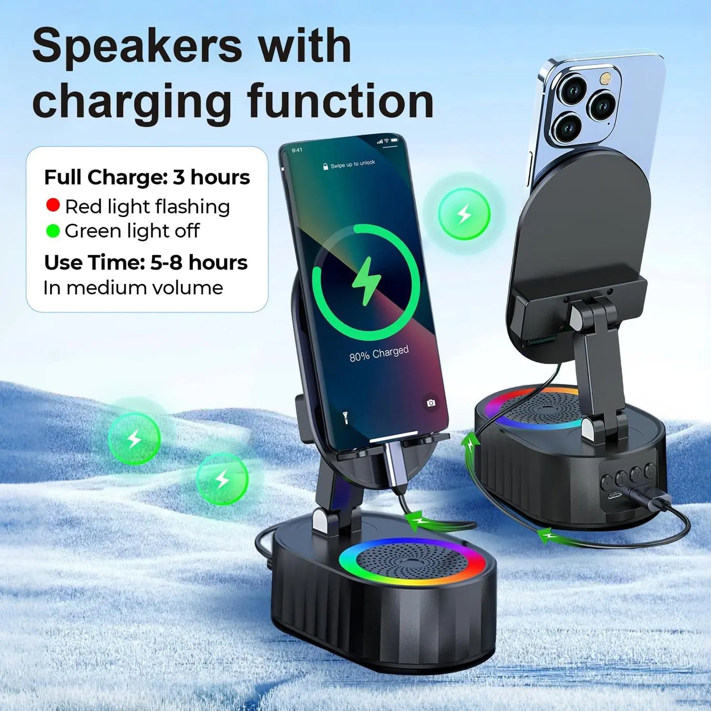 2025 Smart 4-in-1 Phone Stand — Induction Speaker, Power Bank & Ambient Light