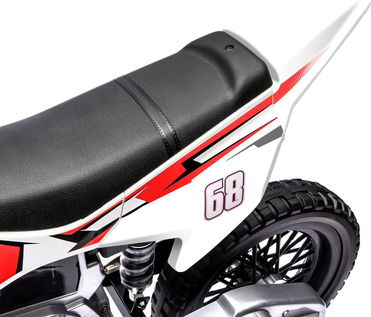 2V children's motorcycle with auxiliary wheels, music, Bluetooth and spring suspension