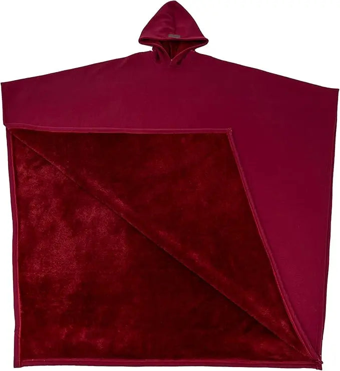 Oversized weighted hooded cape with super soft faux fur lining
