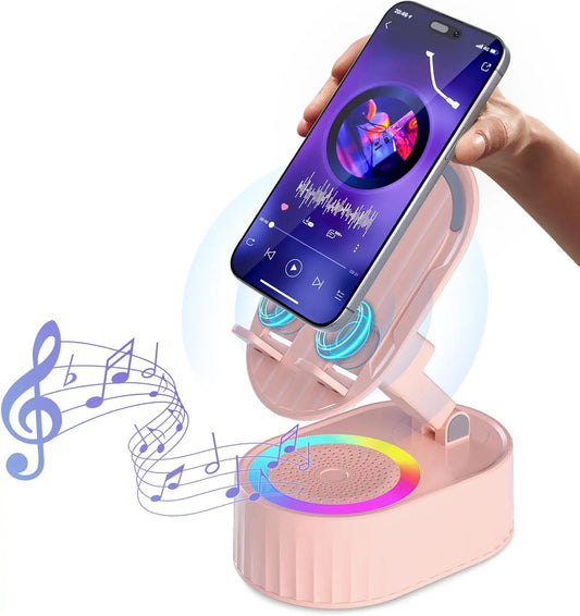 2025 Smart 4-in-1 Phone Stand — Induction Speaker, Power Bank & Ambient Light