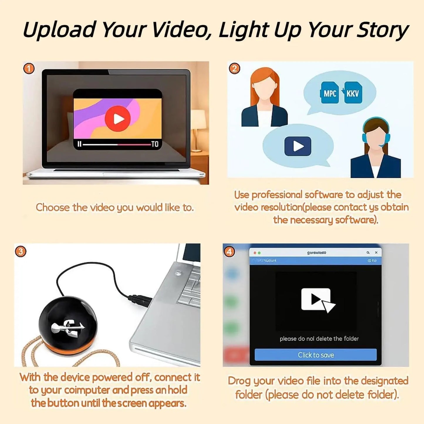 Personalized Crystal Ball Video Player (with 3D Video Display Light)