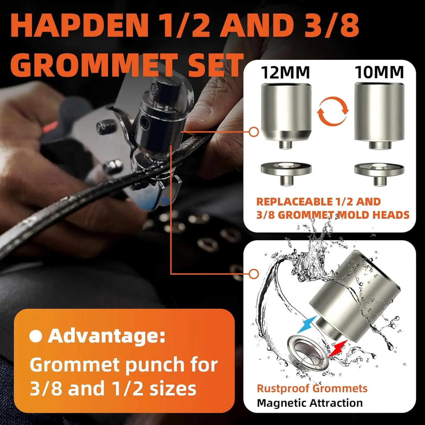 Heavy-duty ring sleeve kit (3/8 inch and 1/2 inch) includes a bag, 200 10mm rings and 200 12mm rings.