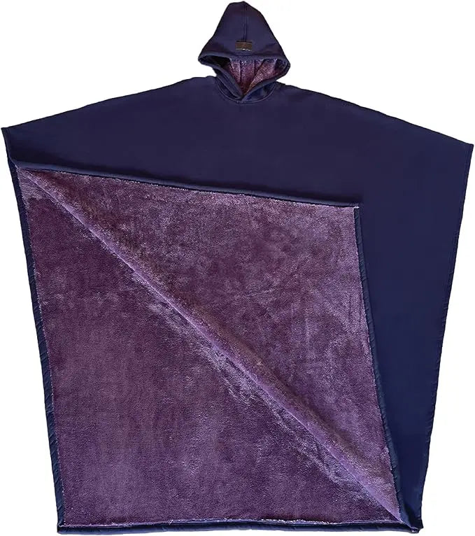 Oversized weighted hooded cape with super soft faux fur lining