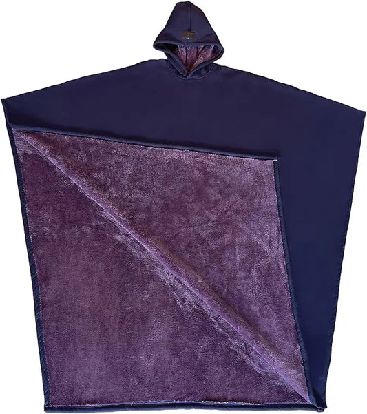 Oversized weighted hooded cape with super soft faux fur lining