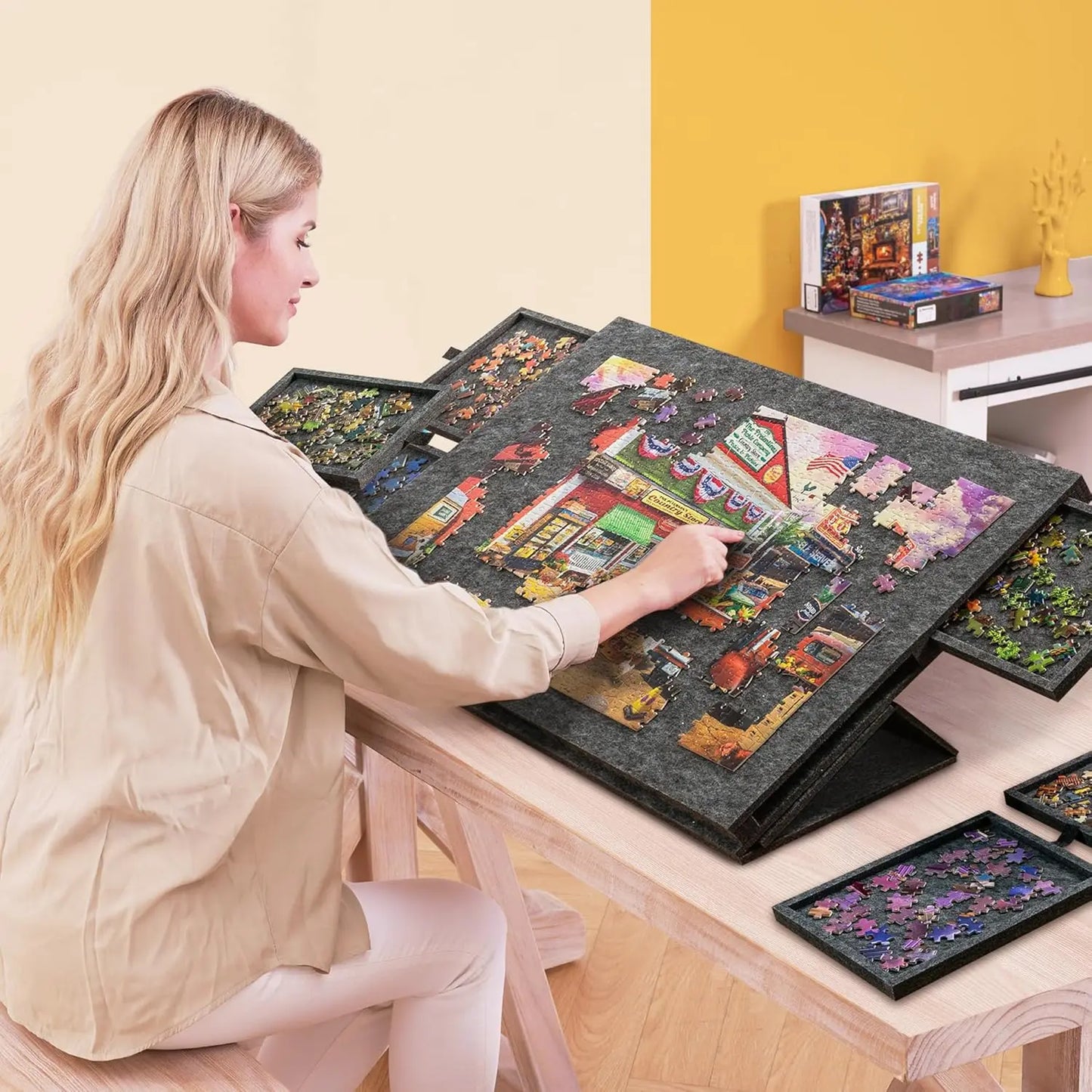 Portable jigsaw puzzle table