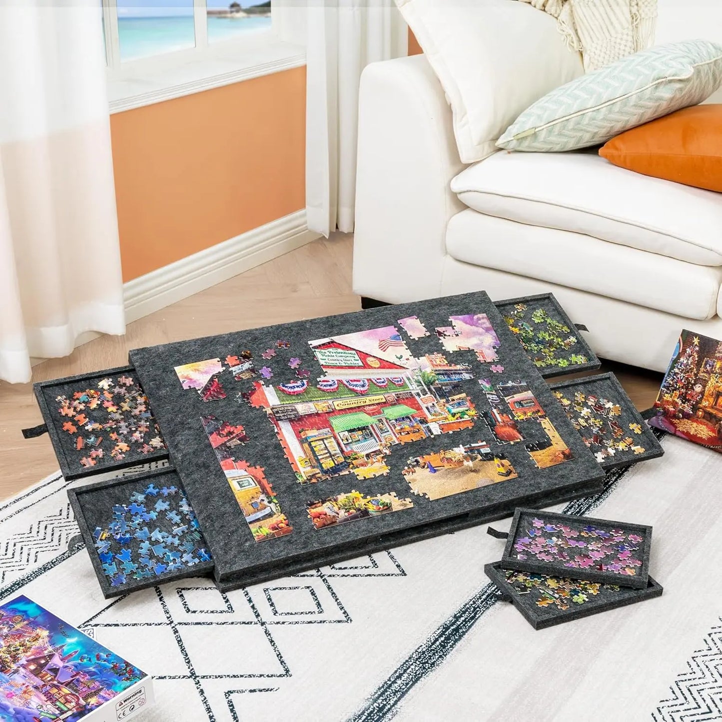Portable jigsaw puzzle table